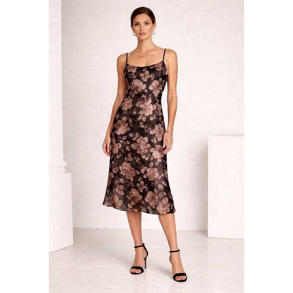 Vintage 90s Spiegel Silk Floral Slip Dress Bias Cut Muted Pastel Whimsigoth Midi - Picture 2 of 8